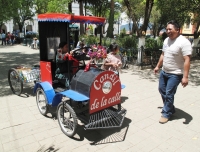 Viernes 1 de abril. El tren “Tu Libro” continua ofertando la lectura entre los turistas y paseantes  en la ciudad de San Cristóbal de las Casas, donde este pequeño tren turístico ofrece viajes llenos de coloridas historias impresas en libros que se compar