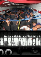Los migrantes rescatados esta madrugada en un puesto de revisión entre Chiapa de Corzo y TuxtlaGutiérrez.