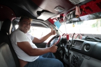 Miércoles 1 de abril del 2020. Tuxtla Gutiérrez. La ruta 69 del transporte colectivo de la ciudad se prepara para trabajar hasta las 8 de la noche previniendo contagios del Coronavirus