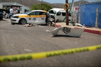 20210418. Tuxtla G. Fuerte accidente involucra a dos vehículos del transporte de la ciudad en la salida a San Fernando.