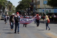 Lunes 11 de febrero del 2019 Tuxtla Gutiérrez. Protesta por adeudo de pagos y basificación a agremiados de la Asamblea Estatal Democrática, este medio día en la plaza central de la ciudad.
