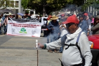 Lunes 11 de febrero del 2019 Tuxtla Gutiérrez. Protesta por adeudo de pagos y basificación a agremiados de la Asamblea Estatal Democrática, este medio día en la plaza central de la ciudad.