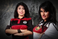 Domingo 13 de julio del 2014. Tuxtla Gutiérrez. Nuestras modelos conmemorativas de la final del fut bol con el uniforme de Alemania.