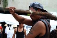 Viernes 19 de octubre del 2018. Tuxtla Gutiérrez. Alerta en el plantón de desplazados en la entrada del edificio de la administración estatal.