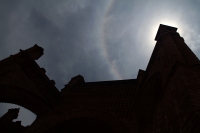 Martes 10 de septiembre del 2019. Chiapa de Corzo. El halo solar formado por las partículas luminosas entre la humedad ambiental del  medio día