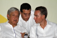 Lunes 27 de agosto del 2018. Tuxtla Gutiérrez. Andrés Manuel López Obrador, presidente electo de México durante el inicio del Foro de Consulta Estatal Participativa en Chiapas, Educación para El Bienestar, Acuerdo Nacional Sobre La Educación que se 