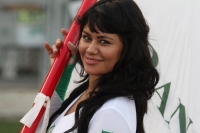 Viernes 14 de septiembre del 2012. Tuxtla Gutiérrez, Chiapas. Las animadoras de los patrocinadores del equipo Jaguares de Chiapas engalan el estadio durante el encuentro ante Toluca.