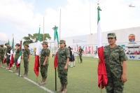 Lunes 24 de febrero del 2014. Tuxtla Gutiérrez. Ceremonia de abanderamiento de la 7/a. CIA S.M.N., Planteles Educativos y Unidades de la VII R.M.  se lleva  a cabo con la presencia de las autoridades del gobierno local y militares en Chiapas