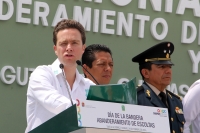 Lunes 24 de febrero del 2014. Tuxtla Gutiérrez. Ceremonia de abanderamiento de la 7/a. CIA S.M.N., Planteles Educativos y Unidades de la VII R.M.  se lleva  a cabo con la presencia de las autoridades del gobierno local y militares en Chiapas