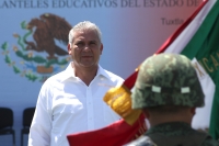 Martes 24 de febrero del 2015. Tuxtla Gutiérrez. El abanderamiento de las escoltas escolares de Chiapas se realiza esta mañana en el estadio de Fut Bol Americano Samuel León Brindis en la capital del estado de Chiapas.