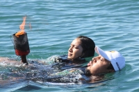 11 de diciembre. Peregrinos nadan en las costas chiapanecas.