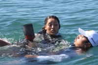 11 de diciembre. Peregrinos nadan en las costas chiapanecas.
