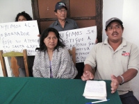 Martes 3 de mayo. Campesinos provenientes de la colonia Santa Inés Buena Vista, municipio de Berriozábal, fundada desde el año 2002, dieron conferencia de prensa en San Cristóbal de Las Casas.  Los campesinos denuncian a un seudo líder de la misma colonia
