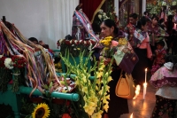 Domingo 9 de agosto del 2020. San Lorenzo Zinacantan. Los festejos ritualistas patronales de la comunidad tsotsil se continúan realizando en este municipio de Los Altos de Chiapas