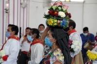 20210202. Tuxtla G. Los costumbristas de la comunidad Zoque se cubren con #cubrebocas y con las medidas de precaución por la #Pandemia del #Covid, realizan los rituales patronales de la comunidad de #Copoya