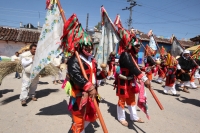 Domingo 2 de marzo del 2014. San Miguel Huixtan, Chiapas. Indígenas Tsotsiles y tsentales asentados en este municipio de los altos de Chiapas, presentan las danzas tradicionales correspondientes al Carnaval este medio día en la plaza de esta comunidad de 