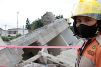 Domingo 30 de agosto del 2020. Tuxtla Gutiérrez. Una construcción colapsa durante la noche. Las fuertes lluvias han ocasionado el reblandecimiento de varias partes del muro de contención del afluente del Rio Sabinal en el Libramiento Norte