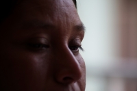 20230803. Tuxtla. Durante la denuncia de las detenciones arbitrarias de san Juan Cancuc. Petrona HernÃ¡ndez, familiar de Manuel Santis Cruz.