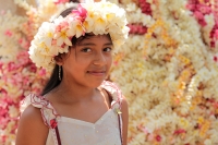 Viernes 30 de marzo del 2018. Chiapa de Corzo. Los Chamales de la Ribera del rí­o Grande. Las ofrendas de flores de mayo, de coyol y bugambilias son trasladadas en procesión hacia la iglesia de Santo Domingo donde Los Chamales son usados en la elaboracií