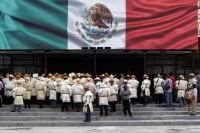 Lunes 23 de septiembre del 2019. Tuxtla Gutiérrez. Habitantes de San Juan Chamula esperan la reunión de trabajo con las autoridades de Chiapas, después de los hechos violentos de este fin de semana