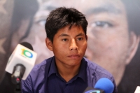 Miércoles 21 de mayo del 2014. Tuxtla Gutiérrez. El joven Rodolfo Dominguez “Chauk” originario de la comunidad Tsotsil Chalchihuitan y co-protagonista de la película mexicana La Jaula de Oro durante la premier de la cinta en un conocido cine de la capital