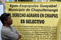 Protestan afectados del Chiconal  Campesinos y pobladores afectados por la explosión del volcán Chichonal toman las instalaciones del Tribunal Agrario exigiendo que sea resuelto el deslinde de las tierras afectadas durante el mes de marzo de 1982 en las c