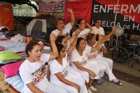 Miércoles 24 de mayo del 2017. Tuxtla Gutiérrez. Las enfermeras del Hospital Regional Rafael Pascasio Gamboa dan a conocer los acuerdos que se han logrados después de más de 500 horas de esta segunda jornada de huelga de hambre en el Movimiento del Sector