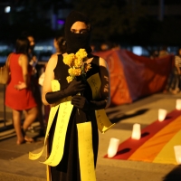 20211117. Tuxtla G. durante la protesta de la comunidad gay por la entrega de la medalla Joaquín Miguel Gutiérrez al mérito ciudadano a Patrocinio González Garrido