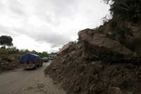 Lunes 29 de septiembre del 2014. Ixtapa, Chiapas. Las constantes lluvias en el sureste de México han ocasionado varios deslaves en las principales carreteras del estado de Chiapas, por lo que las vías hacia Tabasco y la frontera sur están siendo afectadas