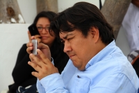 Viernes 17 de noviembre del 2017. Tuxtla Gutiérrez. Los medios de comunicación asisten a la conferencia de prensa donde organizaciones sociales describen el acontecer de la vida en las comunidades afectadas por el sismo del 7 de septiembre en Chiapas.