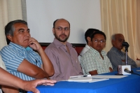 Martes 22 de mayo del 2012. Tuxtla Gutiérrez, Chiapas. Rafael Jiménez Arechar, aspirante al senado por el PRD responde en conferencia de prensa sobre los tópicos legales que aquejan a varios candidatos en las elecciones chiapanecas.