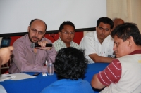 Martes 22 de mayo del 2012. Tuxtla Gutiérrez, Chiapas. Rafael Jiménez Arechar, aspirante al senado por el PRD responde en conferencia de prensa sobre los tópicos legales que aquejan a varios candidatos en las elecciones chiapanecas.
