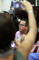 Jueves 25 de octubre del 2018. Juan Salvador Camacho Velasco, diputado del partido MORENA tiene que pedir la palabra directa mente en la Presidencia de la Mesa Directiva de la legislatura chiapaneca durante la discusión de los asuntos generales para prop