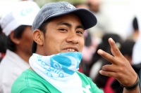 Viernes 15 de junio del 2012. San Cristóbal de las Casas. El candidato del PANAL Gabriel Quatri de la Torre durante su mitin político habla sobre las condiciones de vida de los indígenas y su relación que los pueblos originales mantienen con las selvas de