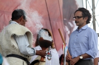 Viernes 15 de junio del 2012. San Cristóbal de las Casas. El candidato del PANAL Gabriel Quatri de la Torre durante su mitin político habla sobre las condiciones de vida de los indígenas y su relación que los pueblos originales mantienen con las selvas de