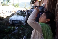 Jueves 7 de agosto del 2014. San Cristóbal de las Casas. El tornado F-0 (cero) del día de ayer presentó ráfagas de viento con más de 70 kilómetros por hora según autoridades de CONAGUA y se han contabilizado más de 400 viviendas afectadas, 40 árboles derr