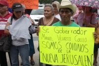 Miércoles 12 de julio del 2017. Tuxtla Gutiérrez. Victimas de líderes, los habitantes de la colonia Nueva Jerusalén exigen a las autoridades del estado la regularización de sus predios.