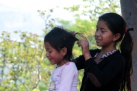 Viernes 24 de mayo del 2019. Chiapa de Corzo. Los niños desplazados del Ejido Puebla de Chenalho descansan este medio día al cumplirse un año más de los hechos violentos que les obligaron a salir de esta comunidad de Chiapas.