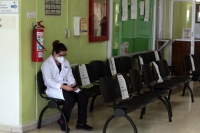 Lunes 29 de junio del 2020. Tuxtla Gutiérrez. Miembros de la seccional 50 del sindicato de Salud se manifiestan en el Hospital pascasio Gamboa  exigiendo seguridad e insumos de protección para trabajadores, enfermeras y médicos  ante el Covid-19