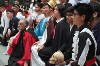 Miércoles 12 de junio del 2019. Tuxtla Gutiérrez. Estudiantes durante la presentación del programa Entrevista con la Historia, donde representan a los protagonistas de la vida humana