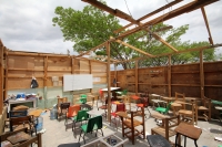 Miércoles 14 de mayo del 2014. Chiapa de Corzo. Las condiciones de precariedad de las aulas de la primaria Jaime Sabines en la Colonia Jardines del Grijalva han sido elevadas por los fuertes vientos de la víspera por lo que se espera que se suspendan las 