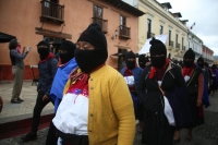 20220313. San CristÃ³bal de las Casas. bases de apoyo del EZLN se suman a las protestas por la guerra en Ucrania.