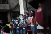Lunes 28 de septiembre del 2020. Tuxtla Gutiérrez. Durante la manifestación feminista durante el Día de Acción Global por el acceso al Aborto Legal y Seguro esta tarde en la capital de #Chiapas