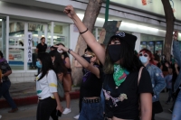 Lunes 28 de septiembre del 2020. Tuxtla Gutiérrez. Durante la manifestación feminista durante el Día de Acción Global por el acceso al Aborto Legal y Seguro esta tarde en la capital de #Chiapas