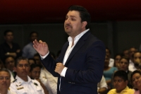 Lunes 3 de octubre del 2016. Tuxtla Gutiérrez. Fernando Castellanos Cal y Mayor, presidente municipal de la capital del estado de Chiapas durante su mensaje de la ciudad durante su primer informe de la administración de este ayuntamiento