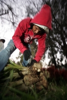 Viernes 17 de diciembre. Durante el tercer día del recorrido de la Topada de la Flor, los jóvenes floreros acomodan los bultos para emprender el camino de regreso a Chiapa de Corzo y de las comunidades que hacen la recolecta en los altos de Chiapas. Los g