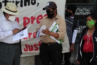 Jueves 16 de julio del 2020. Tuxtla Gutiérrez. Durante la protesta del FNLS esta mañana en la entrada del Congreso de Chiapas