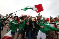 Lunes 23 de junio del 2014. Tuxtla Gutiérrez. Los chiapanecos festejan el triunfo de la selección mexicana sobre Croacia en la glorieta de la Diana la Cazadora con el clásico grito de Eeeeeee…