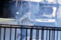 Sábado 24 de noviembre del 2018. Tuxtla Gutiérrez. Elementos de las corporaciones policiacas repliegan los disturbios en el centro de la ciudad durante el último informe del gobierno chiapaneco de Manuel Velazco Coello este medio dí­a.