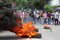 Martes 9 de octubre del 2018. Tuxtla Gutiérrez. Los maestros idóneos exigiendo el pago de salarios en el cruce de la Avenida y Calle Central en la capital del esto de Chiapas.